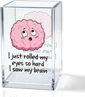 I Just Rolled My Eyes So Hard I Saw My Brain Acrylic Pencil Pen Holder Cup, Brain Makeup Brush Storage Organizer, Mental Health Desk Accessories Holder, Sarcastic Office Gifts for Colleague