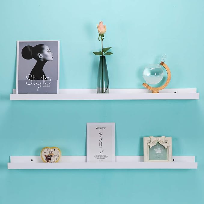 AZSKY 48 Inch Picture Ledge Shelf Floating Shelves Wall Mounted Set of 2 White
