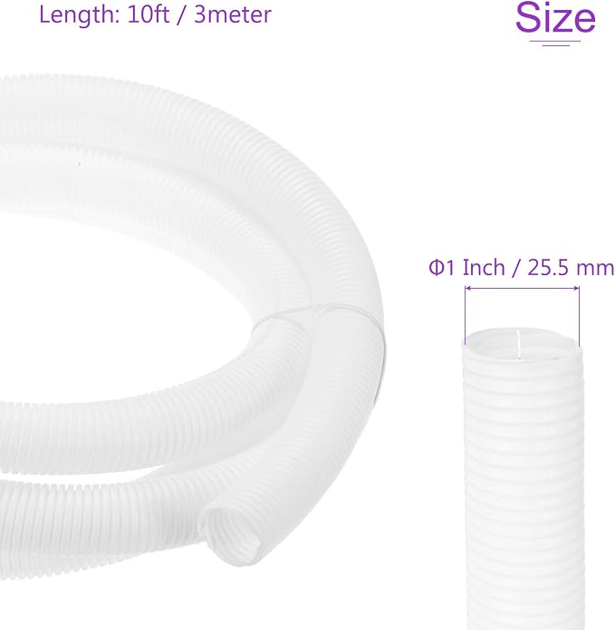 DMiotech 10ft Wire Loom Split Tubing 1 Inch(25.5 Mm) ID, Cord Protectors from Pet Flexible Conduit Cable Management for Office, Home, Garden, White
