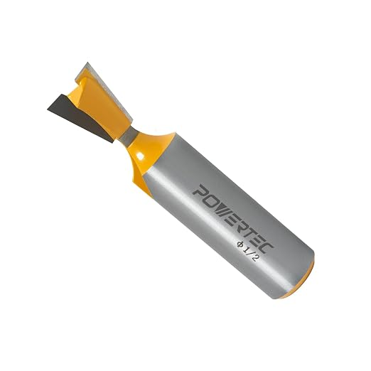POWERTEC 14 Degree Dovetail Router Bit, 1/2" Shank, 1/2" Cutting Diameter, 1/2" Cutting Length, Tungsten Carbide Tipped Woodworking Router Bits for use on CNC Machine and Router Tool (73052V)