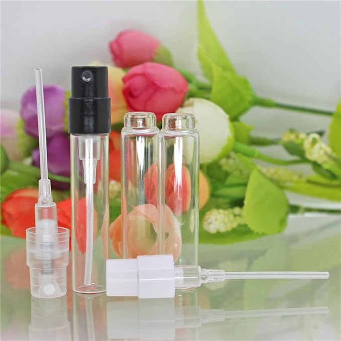 Mini Perfume Travel Refillable Bottle Cologne Sample Pocket Small Empty Glass Spray Bottles Travel Size Perfume Atomizer Bottle Clear 2.5ML (50 Pack)