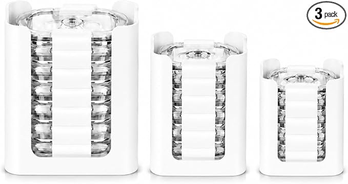 Stackable Food Container Lid Organizer, for Rubbermaid Brilliance Snap-on Lids, 3-Piece Kitchen Cabinet Storage Holds 24 Lids,White
