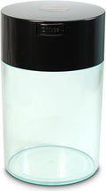 COFFEEVAC 1 LB Airtight Coffee Bean Storage Container, Patented Vacuum Seal, Coffee Grounds Container, 1.85L, Smell Proof, Black Cap and Clear Body