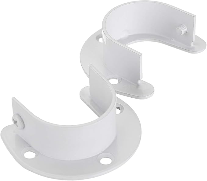 OwnMy 4 Pack Closet Rod End Supports Brackets 1-1/2" Dia Closet Rod Holders | U Shaped Stainless Steel Closet Pole Sockets, White Closet Rod Brackets Flange Rod Holders, Metal Shower Curtain Rod Holders