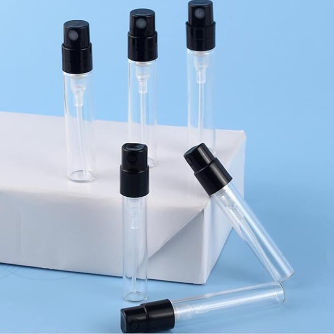 Mini Perfume Travel Refillable Bottle Cologne Sample Pocket Small Empty Glass Spray Bottles Travel Size Perfume Atomizer Bottle Clear 2.5ML (50 Pack)