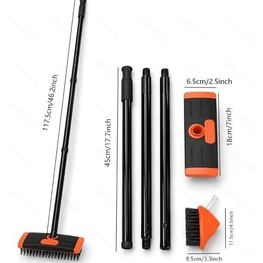 2026 Deck Brushs 3 in 1 Floor Scrub Brush with Long Handle, 3-in-1 Weed Brush Combo Set with Detachable Handle, Deck Scrub Brushs for Patio, Pavers, Driveway, Walkway, Stone Joints (Green)