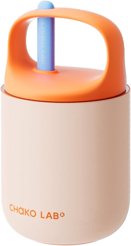 CHAKO LAB Food Jar 15 oz | Stainless Steel Vacuum Insulated for Hot Food and Cold Food | Wide Mouth Leak Proof Lunch Storage for Smoothie Bowl, Soup, Yogurt(Pink and Orange)