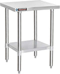 DuraSteel 30x24 Stainless Steel Work Table - NSF Commercial Prep Metal Table - Outdoor Pizza Oven Stand w/Under Shelf - Kitchen Island Laundry Utility Garage Microwave Stand Large Rolling Storage Cart