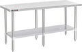 DuraSteel 24x84 Stainless Steel Work Table - NSF Commercial Prep Metal Table - Outdoor Pizza Oven Stand w/Under Shelf - Kitchen Island Laundry Utility Garage Microwave Stand Large Rolling Storage Cart