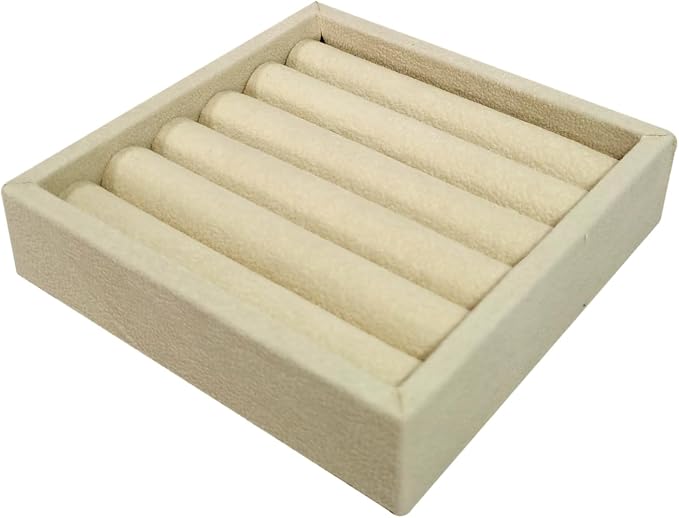 SCIKHETF Velvet Ring Earrings Studs organizer Tray Small Ring Insert Display Tray 5 Slots Stackable (Beige)
