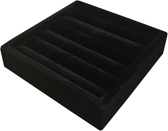 SCIKHETF Velvet Ring Earrings Studs organizer Tray Small Ring Insert Display Tray 5 Slots Stackable (Black)