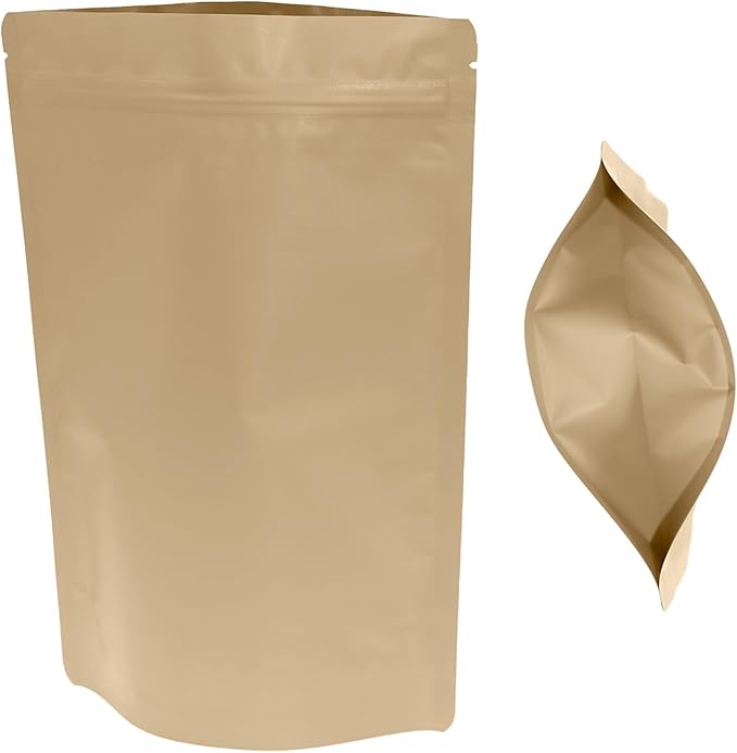 100PCS Smell Proof Resealable Pouch Bags,ULIFESTAR Aluminum Foil Flat Food Storage Bag,Sealable Pcsaging Zipper Pouches with Tear Notches for Pcsaging Lipgloss,Jewelry,etc(16 * 24cm/6.3 * 9.45",Gold)