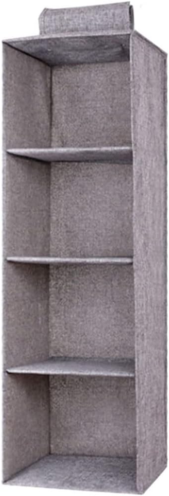 Tinyuet Hanging Closet Organizer, 4-Shelf Collapsible Hanging Closet Shelves, Hanging Organizer for Closet & RV, 31.5" H X 10.6" W X 10.6" D - Gray