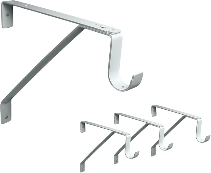 QCAA Heavy Duty Adjustable Shelf Rod Support Bracket for 3/4" Wall Cleat, Powder Coated White, 4 Pack, Made in Taiwan