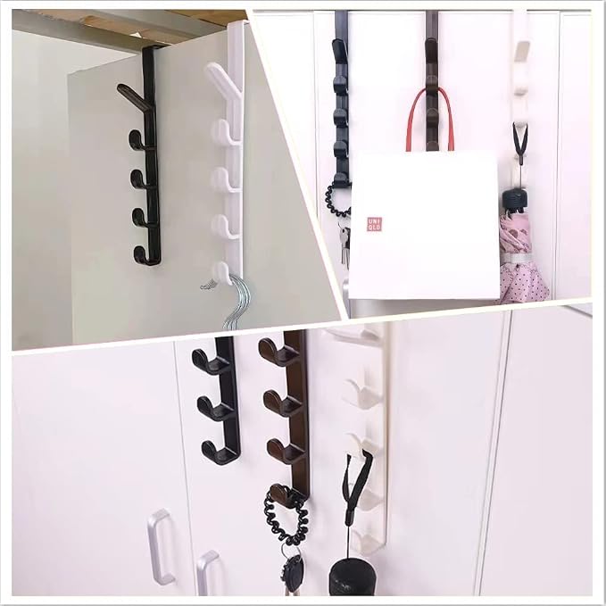 2Pcs Over The Door Hat Rack, 5 Layer Hanging Organizer Hooks for Closet | ABS door hanger rack for hats, bags, coats and towels, ideal for bedroom, bathroom and space saving storage