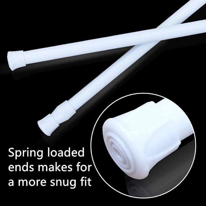 6 Pack Spring Tension Curtain Rod, 23.6-43.3 Inches Tension Rods Cupboard Bars Adjustable Spring Steel Tensions Rod Shower Rod Closet Rod