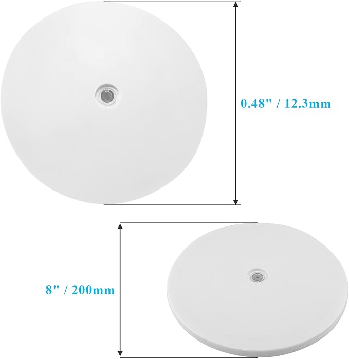Jersvims 1 Pcs 8 Inch Acrylic Turntable Platter, White | Round Rotating Plate, For Kitchen Pantry Cabinet Organizer, Desk Rack Spice Organizer, Cake Cookie Decorating