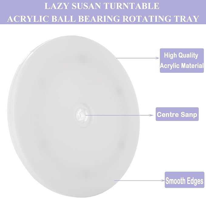 WOPPLXY 6 Pcs Small Lazy Susan 6 Inch, 6 Inch Lazy Susan Turntable Acrylic Ball Bearing Rotating Tray, Rotating Swivel Base White Lazy Susan for Kitchen Countertop, Pantry, Cabinet, Spices, Makeup