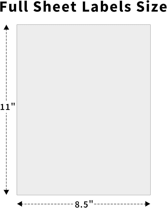 8.5" x 11" Full Sheet Label Sticker Paper for Laser & Inkjet Printers,Self Adhesive Full Page Shipping Labels,Printable White Matte Mailing Label Stickers(700 Sheets,700 Labels)
