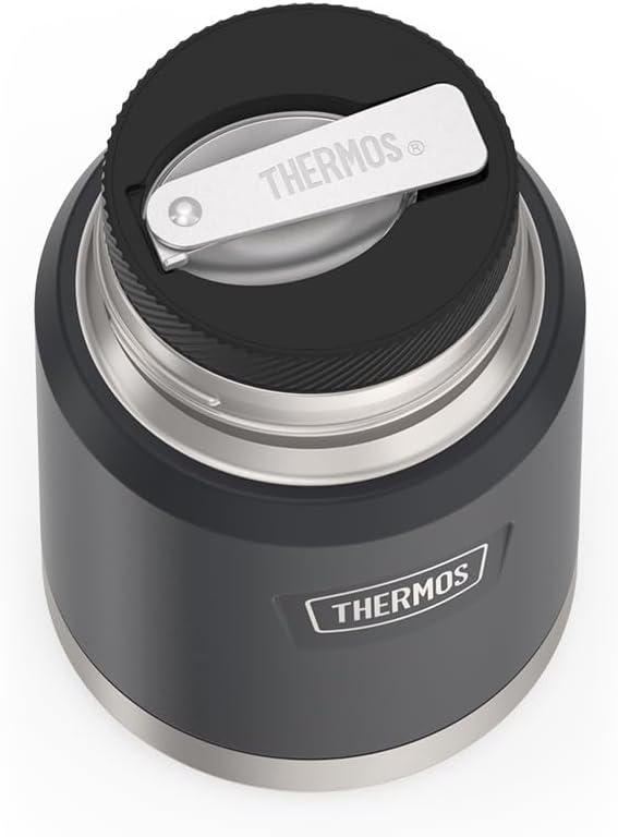 THERMOS ICON Stainless Steel Food Jar with Spoon, 16 Ounce, Granite