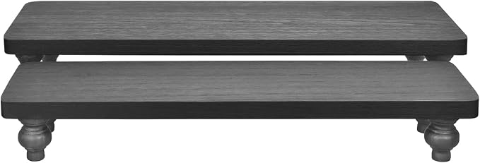 Ikee Design 2 Pcs Set Wooden Display Riser, Cupcake Dessert Display Riser | 2-PIECE COUNTERTOP RISERS: Black wooden stands add height to cupcakes, serving displays and farmhouse décor.