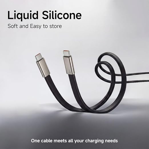 NKV 240w Stand Data Cable Invisible Foldable Holder Charger Cable | 5 FT USB C to USB C Fast Charging Cable for Smartphones, Laptops, Tablets (Black, Data Cable Set)