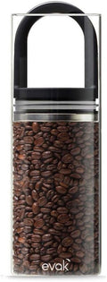 Prepara Evak Classic Airtight Glass Storage Canister, Medium (9.8” x 3.7”, 1LB) – Borosilicate Glass Container Vacuum Seal Lid & Black Handle, Odor & BPA-Free, Ideal for Coffee, Tea, Pantry Dry Goods