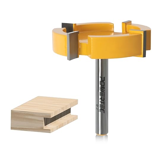 POWERTEC Slab Flattening Router Bit, 1/4 Shank, 2" Diameter, 1/2" Cutting Depth, Woodworking Surfacing Bits for CNC Machine, Wood Milling & Live Edge Wood Planing (73056)