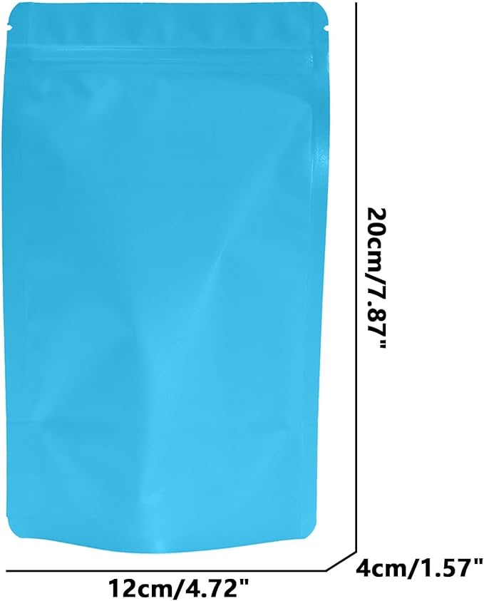 100PCS Smell Proof Resealable Pouch Bags,ULIFESTAR Aluminum Foil Flat Food Storage Bag,Sealable Pcsaging Zipper Pouches with Tear Notches for Pcsaging Lipgloss,Jewelry,etc(12*20cm/4.72*7.87",Blue)
