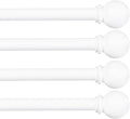 Kenney Chelsea Ball End Window Curtain Rod, Adjustable Curtain Rod for Windows 48 to 86 Inches, Extendable Curtain Rod Set, White Curtain Rod, Curtain Rods 4 Pack