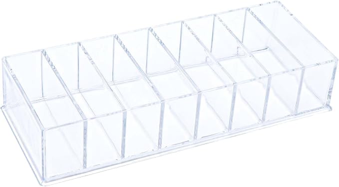 MEI YI TIAN Clear PS Stationery Organizer Large Pen Holder Detachable Storage Boxes 8 Compartments Case Compact Makeup Organizer for Desk Drawer