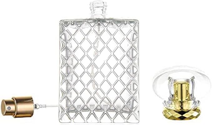 100ml (3.4 oz) Refillable Perfume Bottle with Gold Sprayer | Premium Thick Glass, Includes Funnel, 3ml Dropper & Luxury Gift Bag, Travel-Friendly Atomizer
