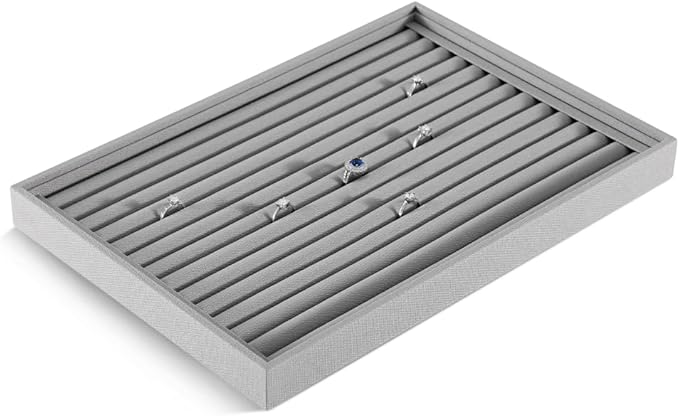 Linen Stackable Ring Ear Studs Display Tray, Premium Rings Storage Tray, Jeweler Shop Counter Showcase Table Top Organizers, Makeup Table Drawer Insert Jewelry Tray
