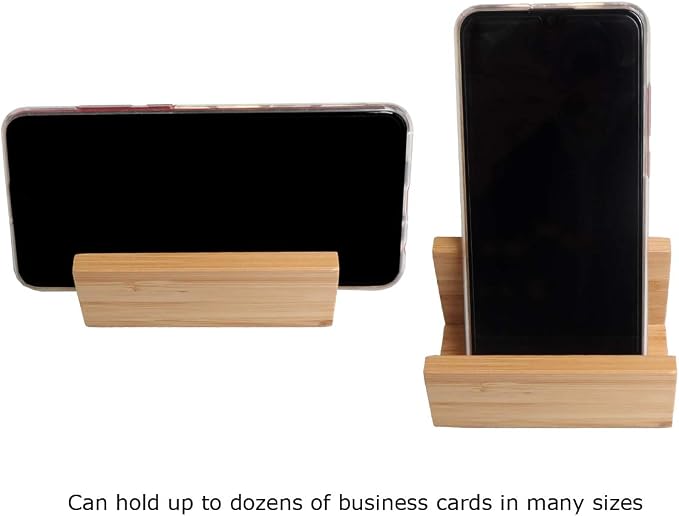 1 Pack Bamboo Wood Desktop Business Card Holder for Desk Sturdy Business Card Display Stand for Office Suitable for Men Women