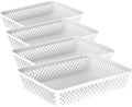 Glad Plastic Storage Basket Set - Multipurpose Drawer Trays, Kitchen Pantry Containers, and Bathroom Bins - Large Organizers, White, 3 Count (Pack of 4)