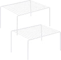 iPEGTOP Set of 2 Kitchen Cupboard Organiser Shelf, Small Size 10.6 x 5.1 Inch Freezer Cabinet Organization Storage Shelf Wire Rack, Steel Metal Shelves for Fridge Pantries Countertops Utensils -White