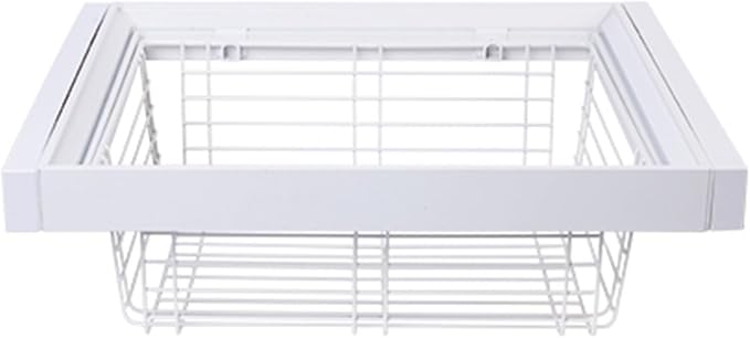 Pull-out Clothes Storage Basket,Stackable Shelf Baskets Organizer,Stackable Storage Bins with Slide Rails,for Wardrobe and Closet Drawer in Bedroom Office(White,33.85-35.82in)