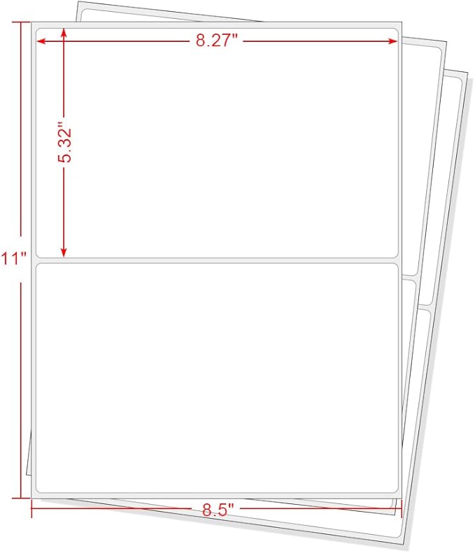 MFLABEL ®Round Conrner Half Sheet Shipping Labels 2-UP Click-n-Ship Mailing Postage Labels(500Labels)