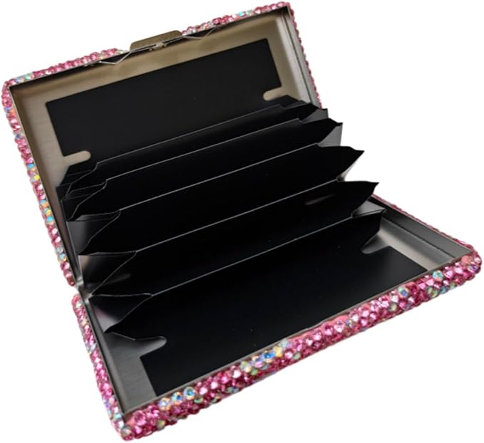 1Pc Card Wallet Card Case Bling Bling Business Card Holder,Pink | Fashion,Crystal and Aluminum,Unisex-Adults,Compact Purse,Rhinestone