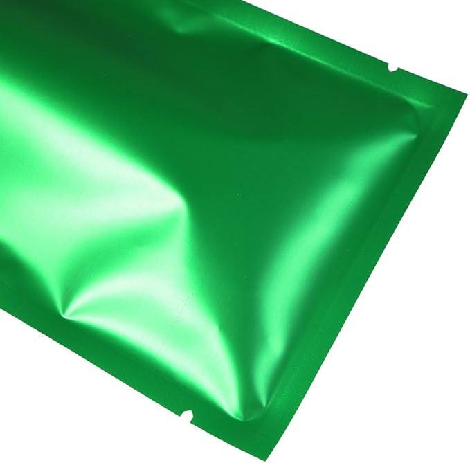 100PCS Customized Mylar Heat Seal Bags,Open Top Clear Packaging Bag with Tear Notch, Single-Side Printing for Logo/Text/QR Code (Green, 7 * 10CM/2.8"*3.9"-100PCS-One Color Print)