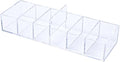 NatSumeBasics Clear Drawer Organizer 6-Section Desk Compartment Acrylic Tray Holder, 3.3" Width not for Storage Credit Cards Business Card, Office Accessories Supplies (Small)