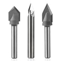 POWERTEC V Groove Router Bits Set, 1/4" Shank, (2) 60-Degree (1/4" & 1/2" Cutting Dia.) & 90-Degree (1/2" Cutting Dia.) Woodworking Router Bits for use on CNC Machine and Router Tool (73031)