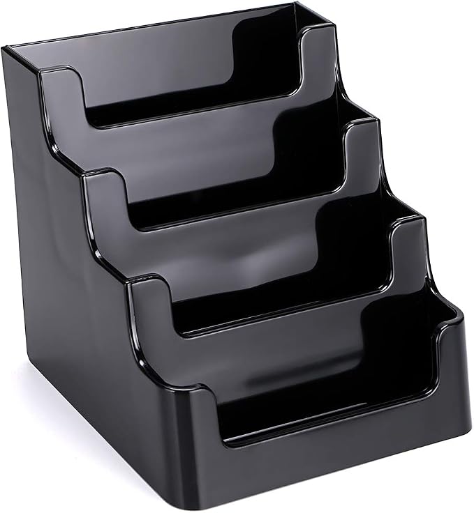 Hipiwe 2 Packs 4-Tier Acrylic Business card Holder Stand Clear Desktop Index Card Filing Card Holder Diaplay