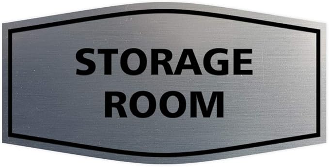 Signs ByLITA Fancy Storage Room Sign (Brushed Silver) - Large 5 Pack