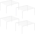 iPEGTOP Set of 4 Kitchen Cupboard Organiser Shelf, Small Size 10.6 x 5.1 Inch Freezer Cabinet Organization Storage Shelf Wire Rack, Steel Metal Shelves for Fridge Pantries Countertops Utensils -White