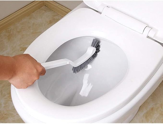 Toilet Brush Plastic Toilet Brush Holder Arc Shape Long Handle Soft Hair Toilet Cleaning Set Home Bathroom Toilet Brush and Holder Toilet Tools (Color : Grey) (Gray)