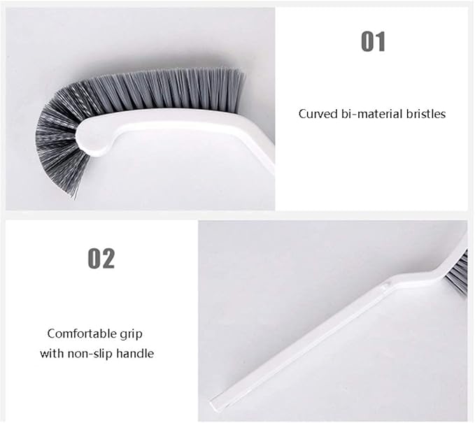 Toilet Brush Plastic Toilet Brush Holder Arc Shape Long Handle Soft Hair Toilet Cleaning Set Home Bathroom Toilet Brush and Holder Toilet Tools (Color : Grey) (Grey White)