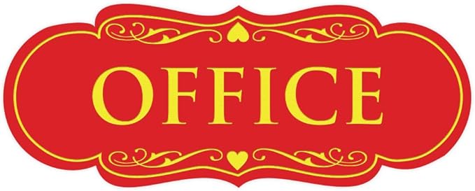 All Quality Designer Office Sign | Easy Installation - Red/Yellow - Large (1 Pack)
