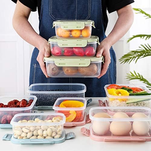 Food Storage with Airtight Lids - Meal and Lunch Containers - Stackable Microwave Safe (Blue)