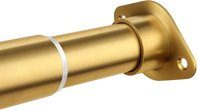 Closet Rod, Adjustable Clothes Haning Rod 66 to 76 Inches, Stainless Steel Rod for Close, Gold